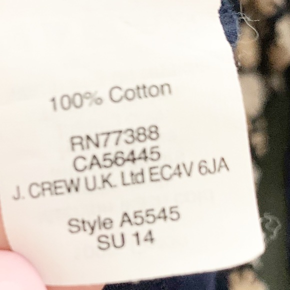 J. Crew Swiss Dot Long Sleeve Tie Front Cotton Blouse Button Cuff S-A5545 Navy - Picture 11 of 12